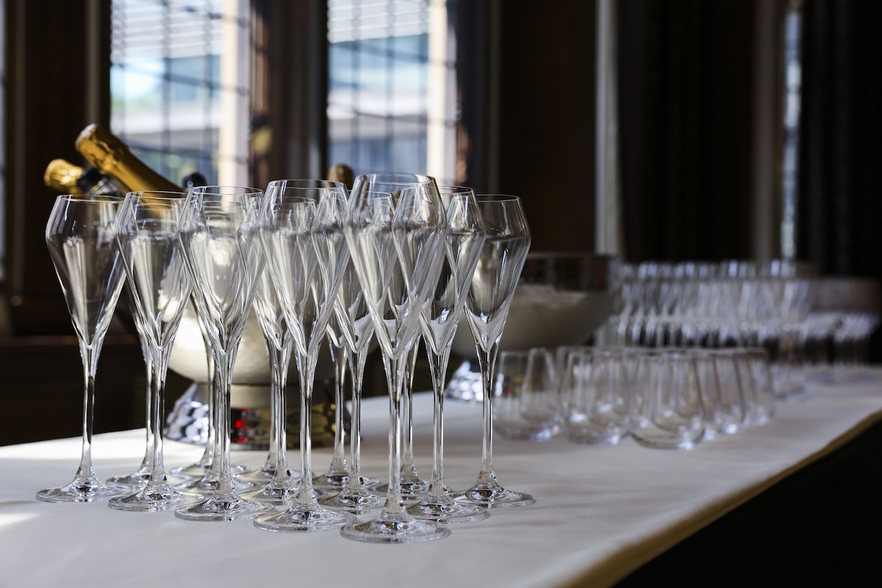 Surveyors House- Council chamber with Champagne glasses on table